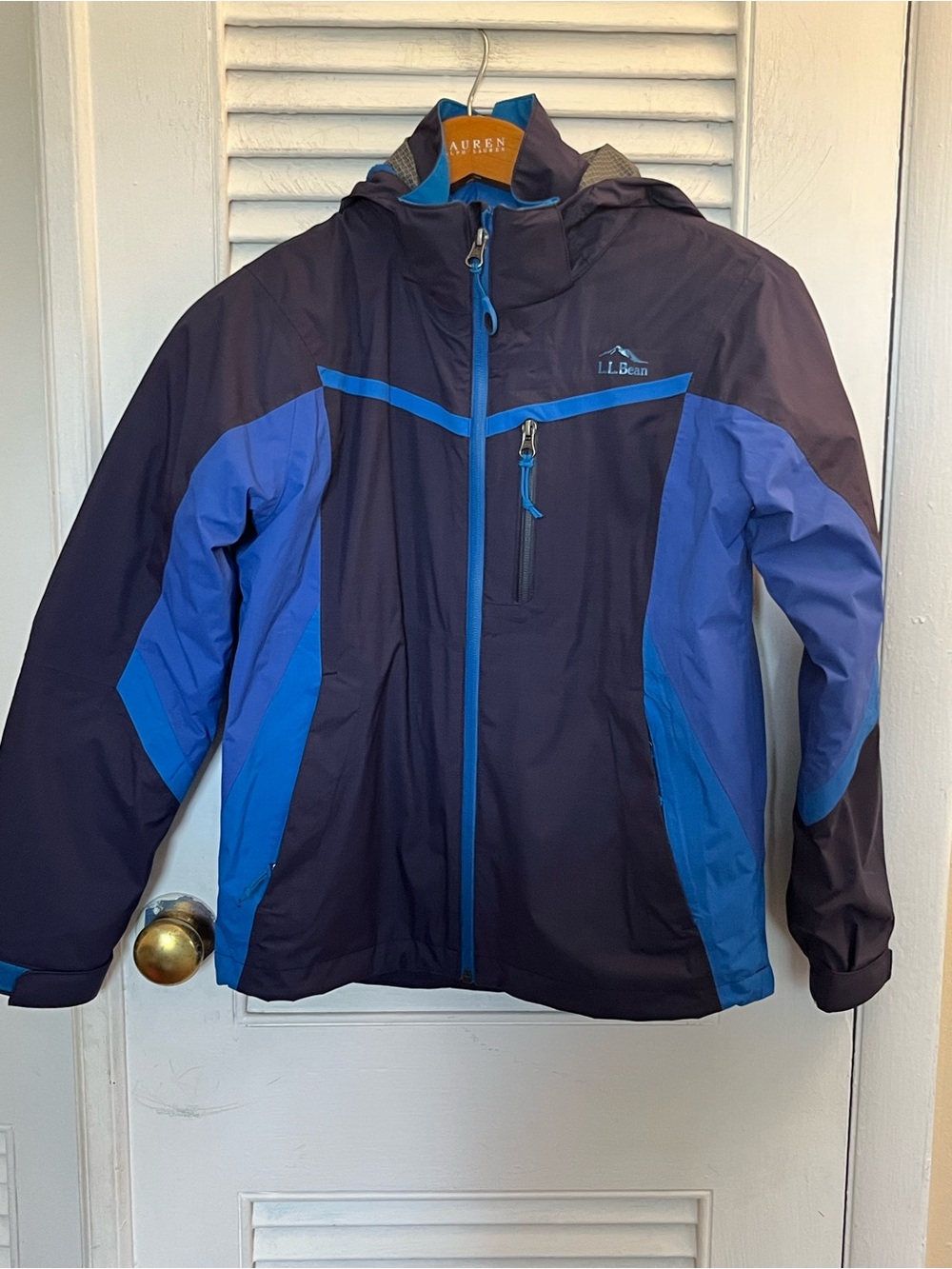 L.L.Bean Kids Pathfinder Waterproof 3-in-1 Jacket Blue/Navy. Size M 10-12. EUC